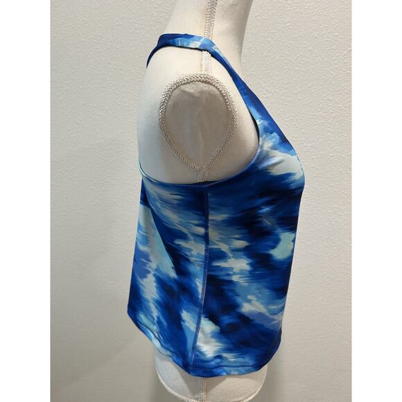 ID Ideology Womens Printed Shelf-Bra Tank Tartan Blue Choose Your Size New B71 - Picture 2 of 8
